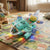 Transparent Gear Airplane Toy with colorful gears and lights on a play mat.