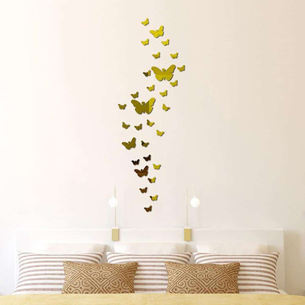 Perfect Dealz Gold Butterfly Mirror Wall Stickers