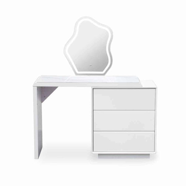 Elegant Multi-Purpose Vanity Table featuring a sleek design with a mirror and three spacious drawers.
