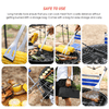 14-Piece Premium Stainless Steel Braai & Grill Tool Set showcasing safe cooking with long handles and storage bag.