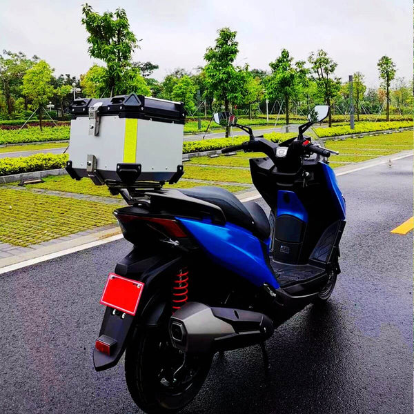 45L Motorcycle Aluminum Alloy Top Box Storage Tail Case Silver image 0