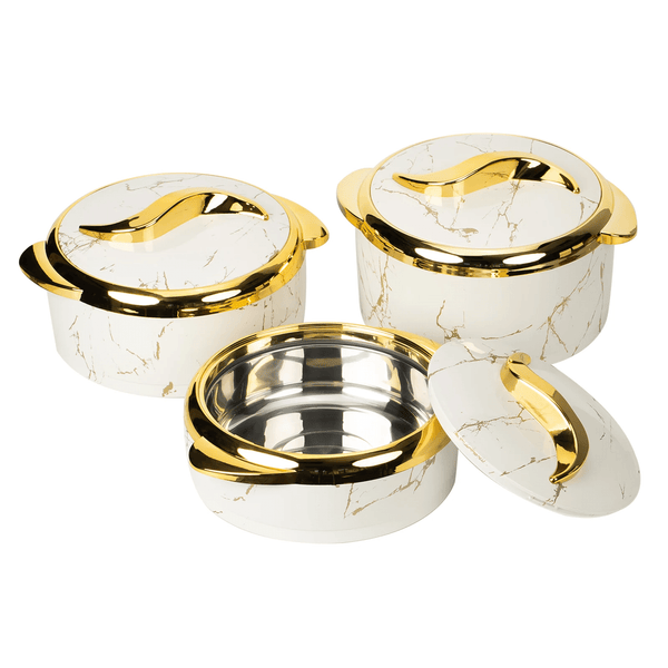 Perfect Dealz 3 Piece Marble White Insulated Food Warmer