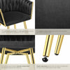 Braided Velvet Plush Fabric Dining Chair features elegant velvet upholstery and height-adjustable plastic feet for comfort.