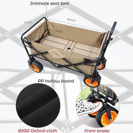 Perfect Dealz Outdoor Large Capacity Folding Wagon Truck Trolley with Tabletop