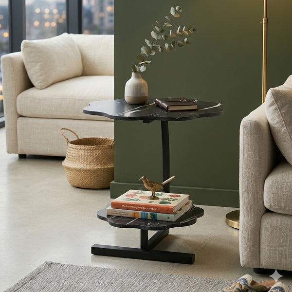Modern Marble 2 Tier Flower Side Table