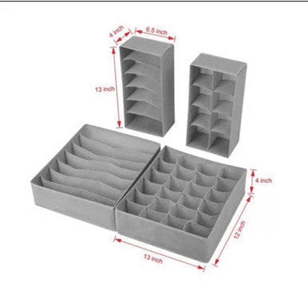 Perfect Dealz 4-Piece Multi-Compartment Foldable Drawer Organizers