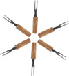 Set of 6 Stainless Steel Fruit Forks with Wooden Handles arranged in a circle showcasing their stylish design and functionality.