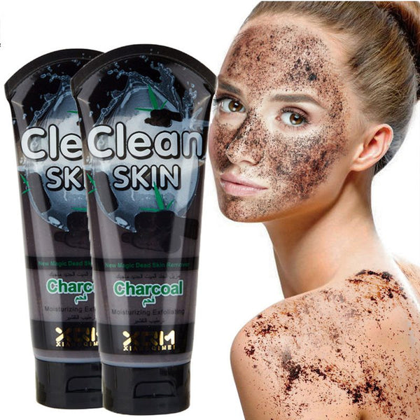 Charcoal Deep Cleansing Face Wash 150ml product image featuring two tubes with a model applying charcoal scrub on her face.