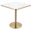 Square Marble Effect Dining Table with Gold Pedestal Base showcasing sleek design and elegant materials.