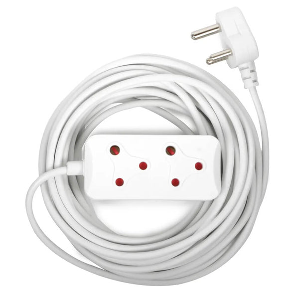 3m 2-Socket Extension Cord – Heavy-Duty Power Extension Lead with two outlets and a long white cable.