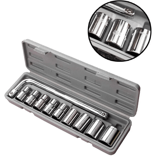 Perfect Dealz 10Pc Multi Size Wrench and Socket Set for DIY and Repair Work