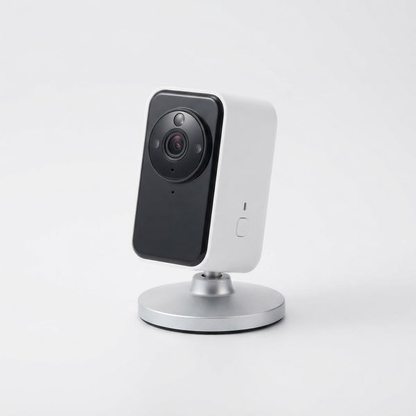 3MP 2K Wireless Window Security Camera on a stand showcasing its compact design.