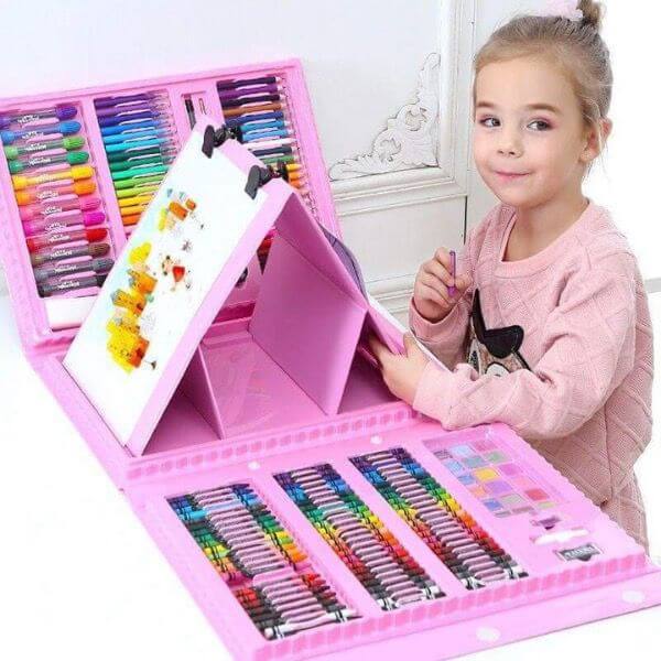Perfect Dealz Childrens 208 Pieces Painting Brush Set With Drawing Board
