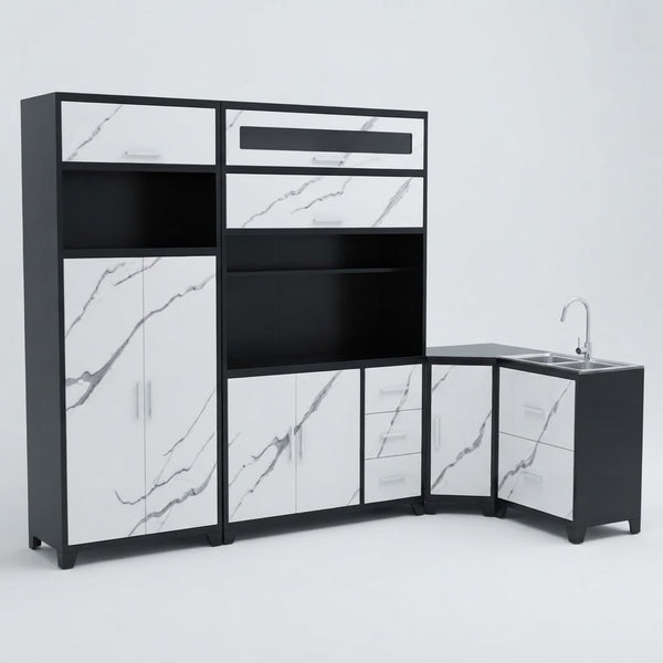 Multi-Piece Modular Metallic Kitchen Unit
