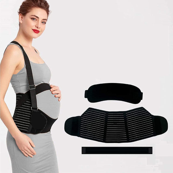 Adjustable Maternity Support Belly Band worn by a pregnant woman for comfort and support during pregnancy.