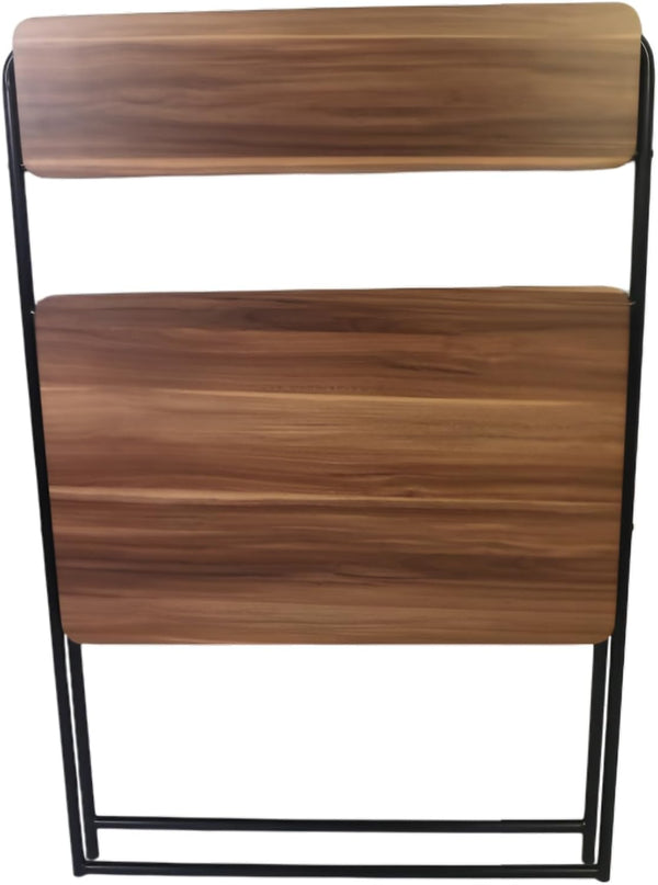 Folding 2-Tier Wall Mounted Desk with a sleek wood finish and sturdy metal frame, perfect for maximizing small spaces.