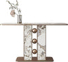Luxury Faux Marble and Gold Circular Base Console Table with elegant marble surface and bold metallic base.