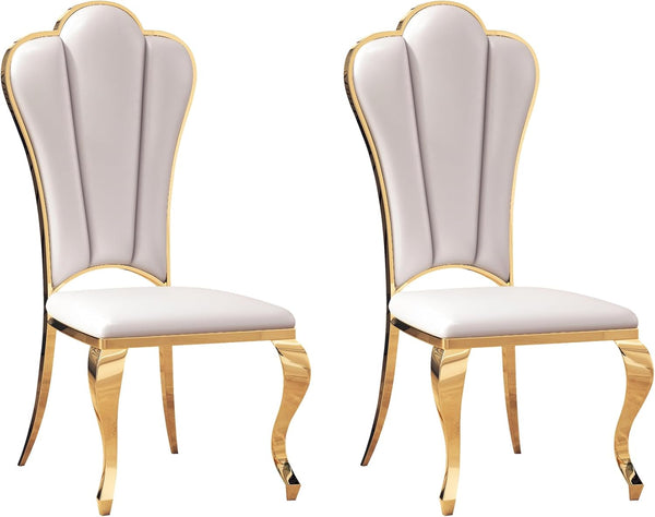 White Upholstered High Back Dining Chair