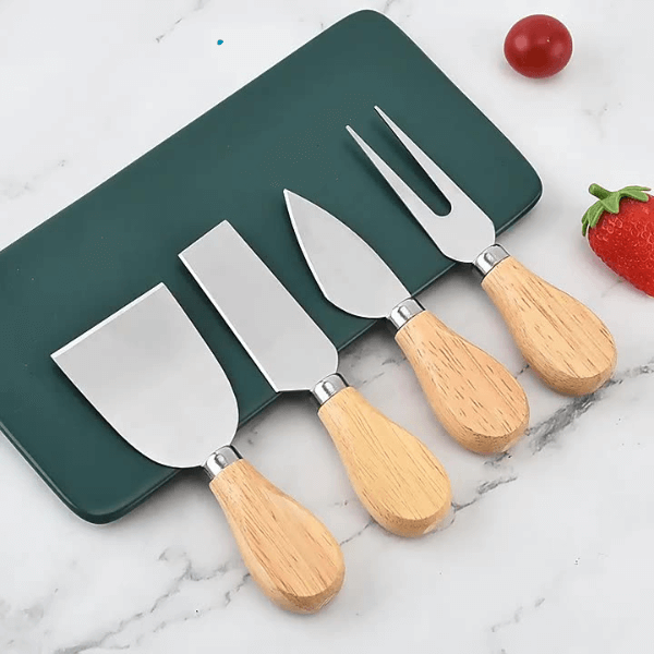 Perfect Dealz 6 Piece Steel Stainless Cheese Knife Set with Wooden Handle