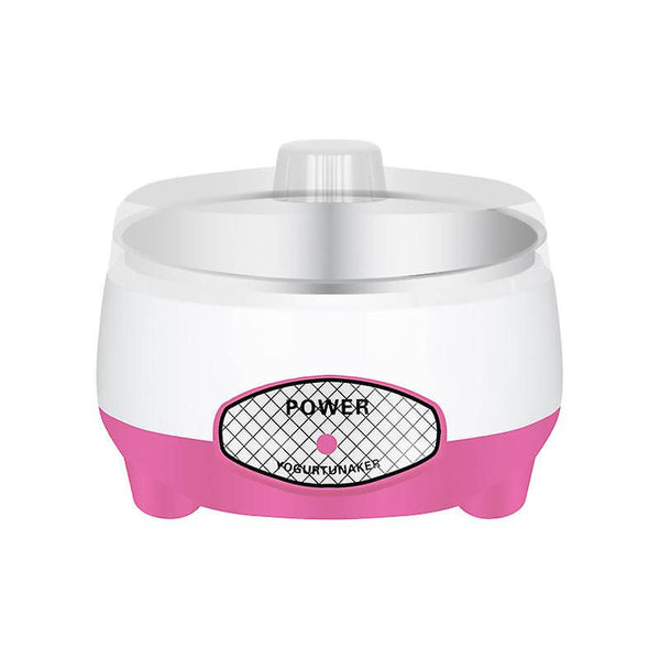 Yogurt Maker in pink and white design for making homemade yogurt with consistent texture and flavor.