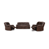 Adjustable Lounge Sofa Airleather Comfort in brown leather sectional arrangement with recliners.