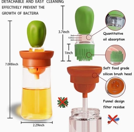 Perfect Dealz 2 in 1 Oil Brush And Spray Dispenser Bottle