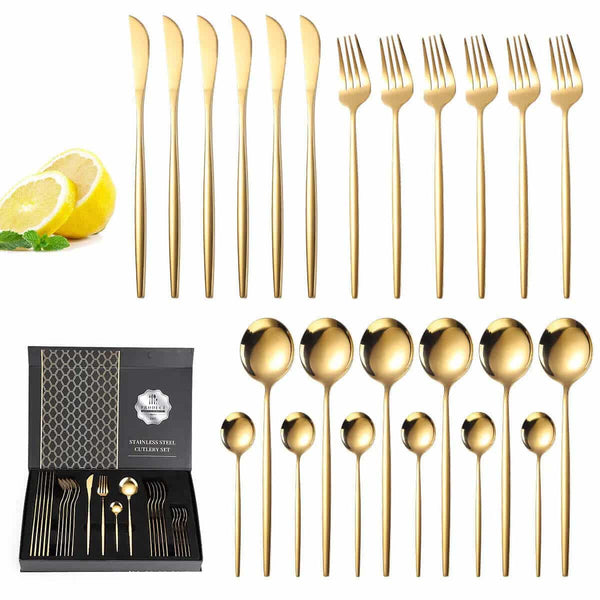 Perfect Dealz Gold Polished Stainless Steel Cutlery Set