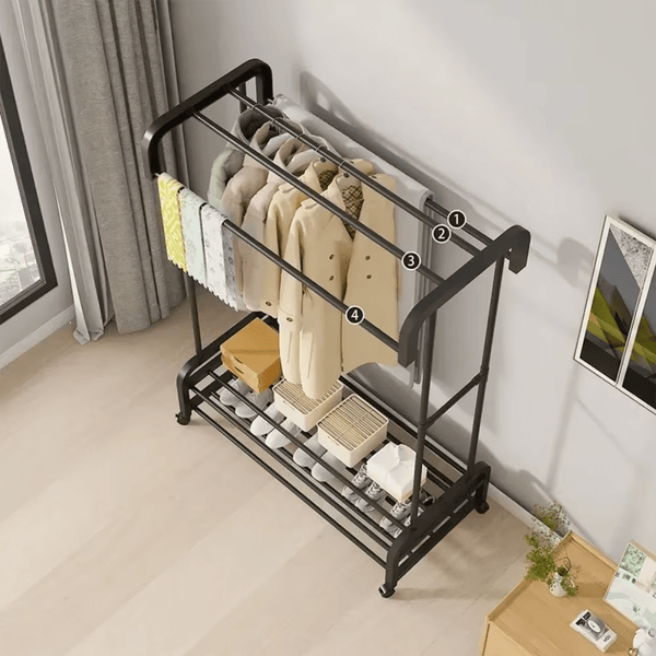 Double Pole Clothing Rack with Top Shelf image 3