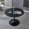 Round Dining Table showcasing a stylish, space-saving design with a sleek black finish and contemporary decor.