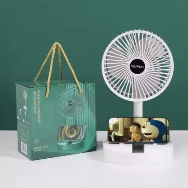 Portable Telescopic Stand Fan with Phone Holder image 1