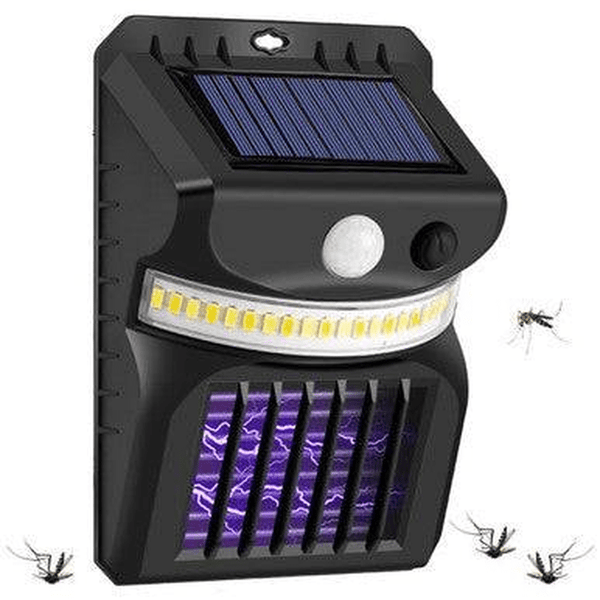 UV Mosquito Killer & Outdoor Lamp designed with solar panel and insect attractant features.