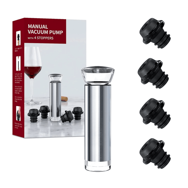 Perfect Dealz Wine Saver Vacuum Pump Set with 4 Reusable Stoppers
