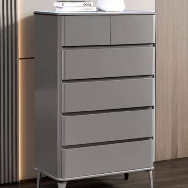 Modern Grey 5 Drawer Storage Chest with five spacious drawers for practical home organization.