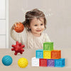 Perfect Dealz 16pcs Puzzle Sensory Soft and Textured Rubber Balls and Blocks Set For Kids