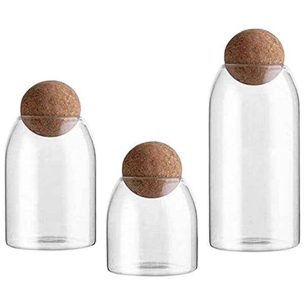 Perfect Dealz 3 Piece Glass Jars with Airtight Ball Cork Lid