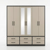 6-Door Wardrobe with Mirrored Doors and 6 Storage Drawers