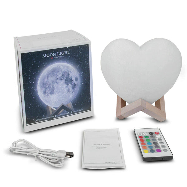 3D Heart Moon Lamp 20CM image 3