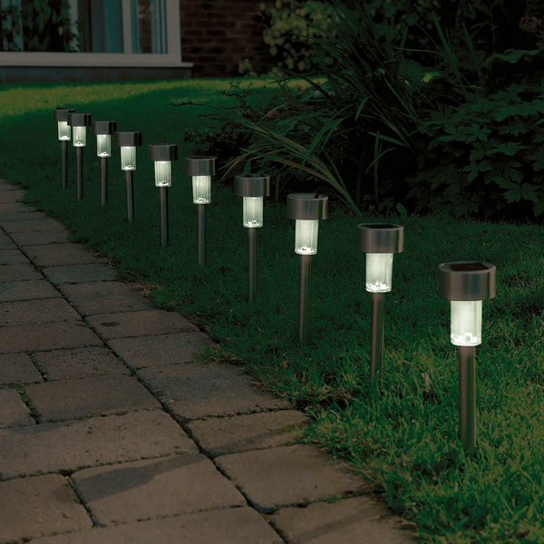 10 Pcs Stainless Steel Solar Pathway Lights for Garden & Yard image 3
