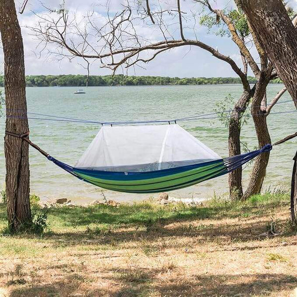Portable Automatic Quick opening Fabric Hammock with Mosquito Net 290x140cm image 0