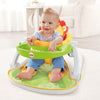 A baby happily seated in an Adjustable Portable Baby Feeding Chair, engaging with food while secured and comfortable.