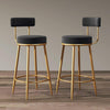 Modern Upholstered Dining Chair featuring a stylish design with a gold base and dark upholstered seats.