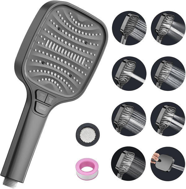 360 Degree Adjustable High-Pressure Shower Head featuring multiple spray options and water-saving design.