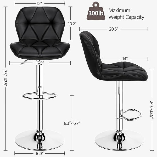 White Shell Bar Stool with Gas Lift and Chrome Base