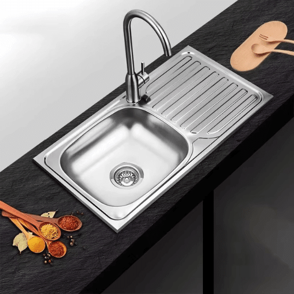 Perfect Dealz Single Bowl Stainless Steel Kitchen Sink with Drainboard