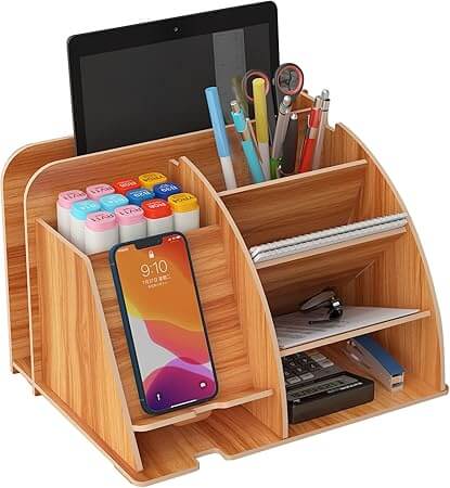 Perfect Dealz 8 Compartment Wooden Desktop Organizer