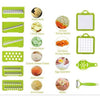 14 Piece Multifunctional Vegetable Slicer includes various blades for slicing, grating, and dicing vegetables.
