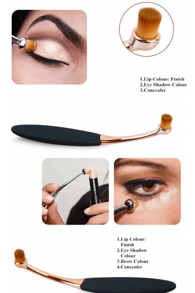 6 Piece Oval Makeup Brush Set displaying the dual-purpose brush for applying lip colour, eyeshadow, and concealer.