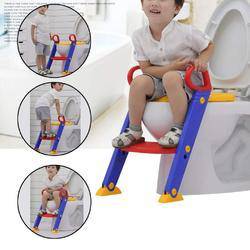 Adjustable Toddler Toilet Training Ladder Seat in use by a child, showing stability and comfort for toilet training.