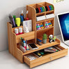 Perfect Dealz Wooden Desk Organizer Multifunctional Office Stationary Storage Holder