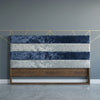 Modern Striped Upholstered Headboard with Wooden Frame
